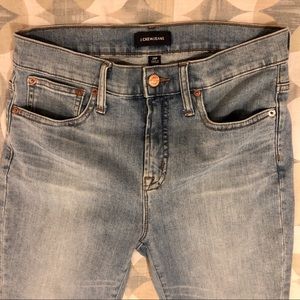 Light blue petite toothpick high rise jeans